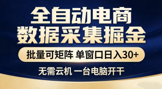独家电商数据全自动采集项目，批量可矩阵，单窗口轻松日入3张+【揭秘】-泡泡网赚