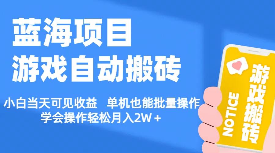 【蓝海项目】游戏自动搬砖 小白当天可见收益 单机也能批量操作 学会操…-泡泡网赚