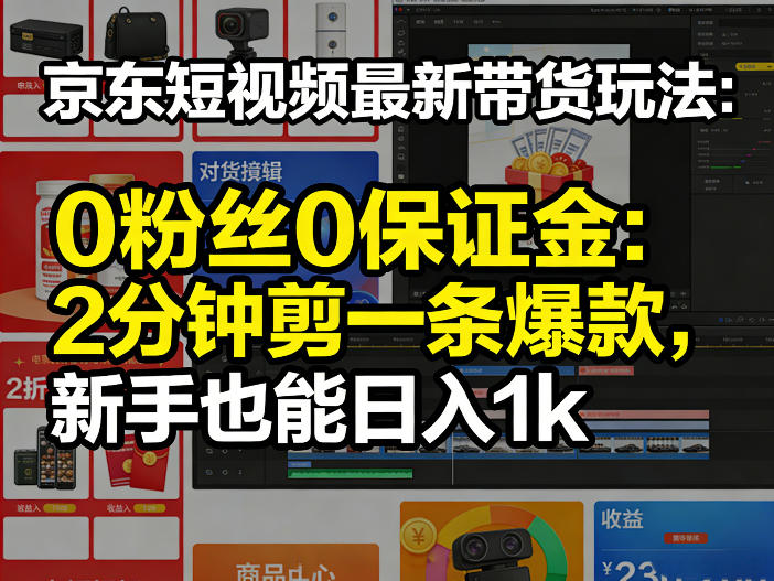 京东短视频最新带货玩法，0粉丝0保证金，2分钟剪一条爆款，新手也能日入1k+【揭秘】-泡泡网赚