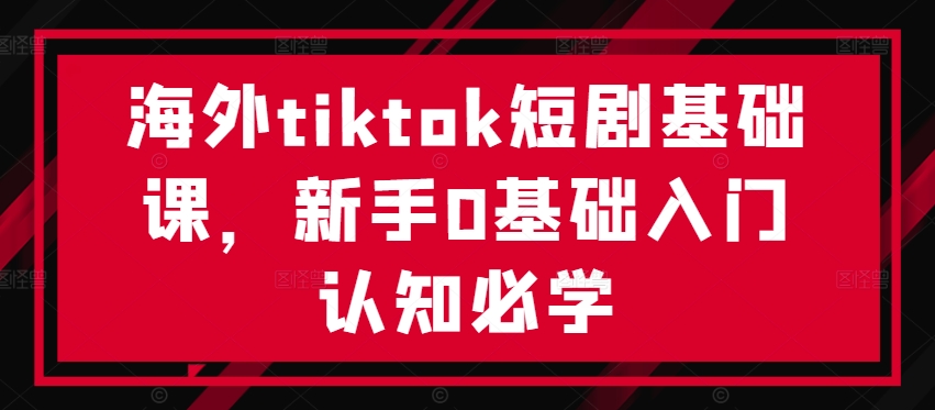 海外tiktok短剧基础课，新手0基础入门认知必学-泡泡网赚