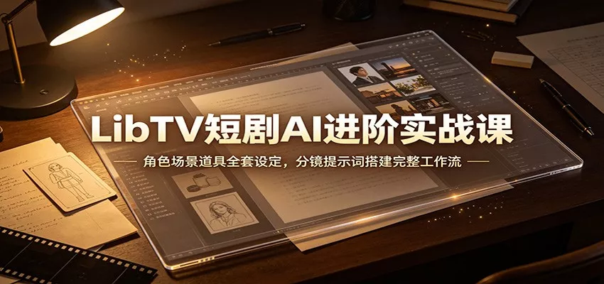 LibTV短剧AI进阶实战课：角色场景道具全套设定，分镜提示词搭建完整工作流-泡泡网赚