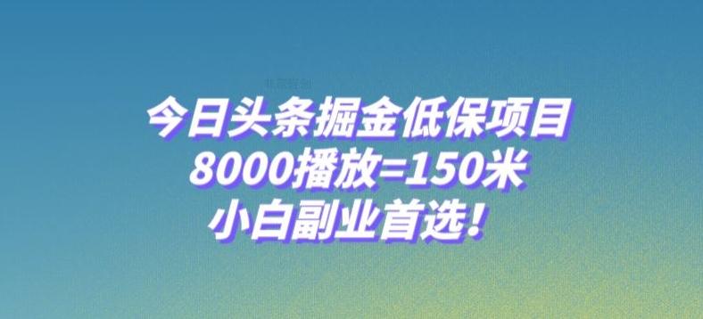 今日头条掘金低保项目，8000播放=150米，小白副业首选【揭秘】-泡泡网赚