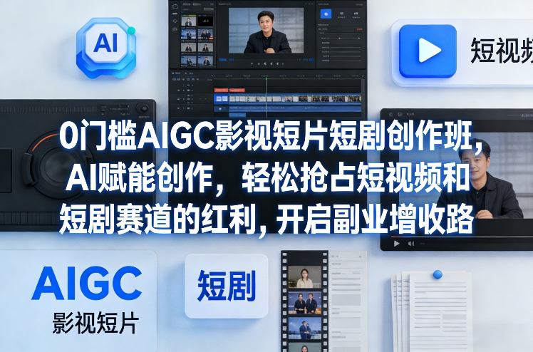 0门槛AIGC影视短片短剧创作班，AI赋能创作，轻松抢占短视频和短剧赛道的红利，开启副业增收路-泡泡网赚