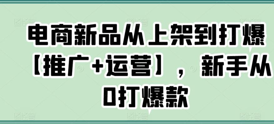 电商新品从上架到打爆【推广+运营】，新手从0打爆款-泡泡网赚