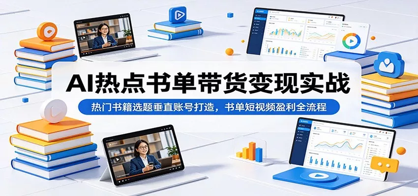 AI热点书单带货变现实战：热门书籍选题垂直账号打造，书单短视频盈利全流程-泡泡网赚