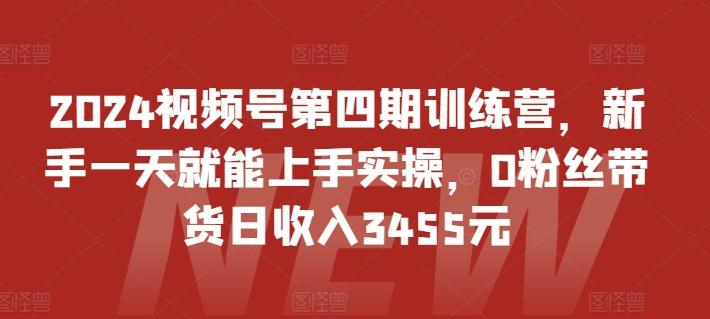 2024视频号第四期训练营，新手一天就能上手实操，0粉丝带货日收入3455元-泡泡网赚