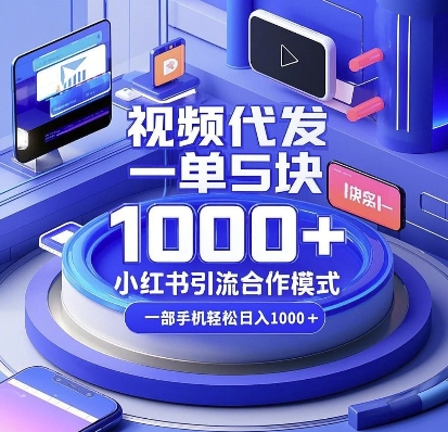 视频代发，一单5块，小红书引流合作模式，一部手机轻松日入多张【揭秘】-泡泡网赚