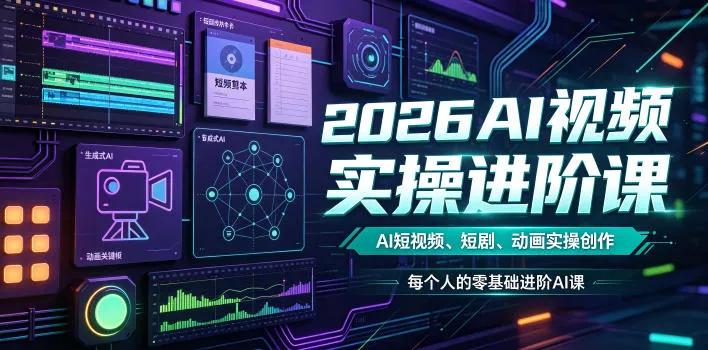 2026AI视频实操进阶课，AI短视频、短剧、动画实操创作，每个人的零基础进阶ai课(更新0825)-泡泡网赚