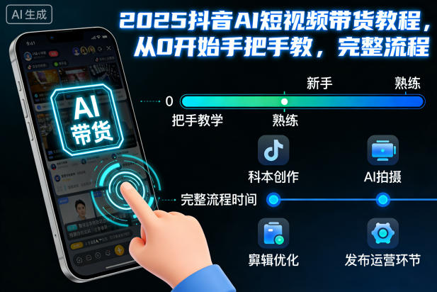 2025抖音AI短视频带货教程，从0开始手把手教，完整流程-泡泡网赚