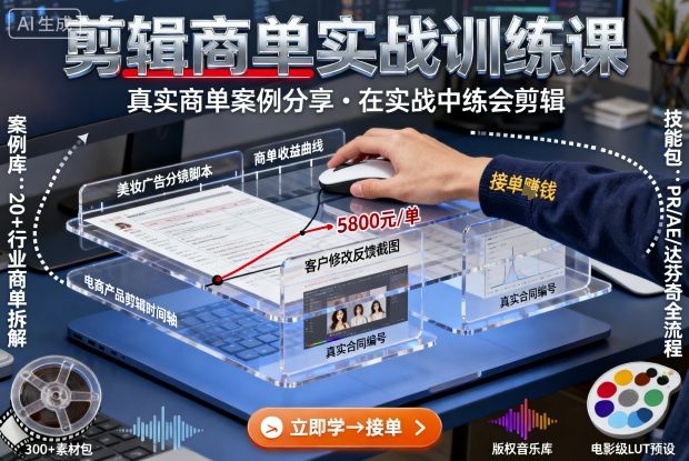剪辑商单实战训练课，真实商单案例分享，在实战中练会剪辑-泡泡网赚