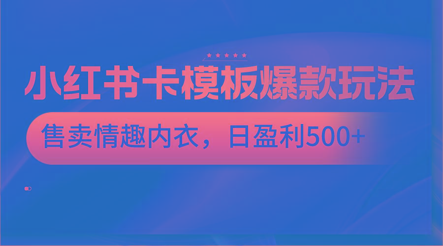 小红书卡模板爆款玩法，售卖情趣内衣，日盈利500+-泡泡网赚