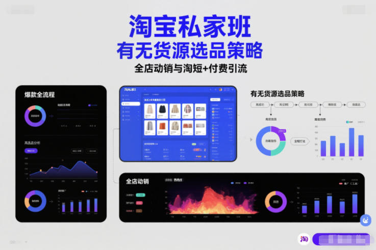 淘宝私家班，有无货源选品策略，高成功率爆款全流程打法，全店动销与淘短+付费引流(更新2026)-泡泡网赚