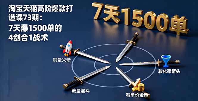 淘宝天猫高阶爆款打造课73期：7天爆1500单的4剑合1战术-泡泡网赚