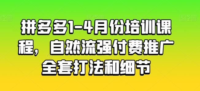拼多多1-4月份培训课程，自然流强付费推广全套打法和细节-泡泡网赚