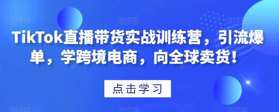 TikTok直播带货实战训练营，引流爆单，学跨境电商，向全球卖货！-泡泡网赚