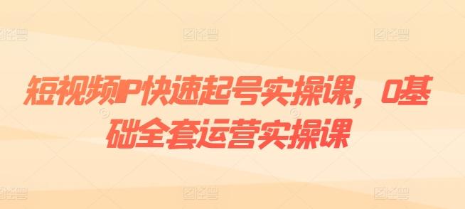 短视频IP快速起号实操课，0基础全套运营实操课，爆款内容设计+粉丝运营+内容变现-泡泡网赚