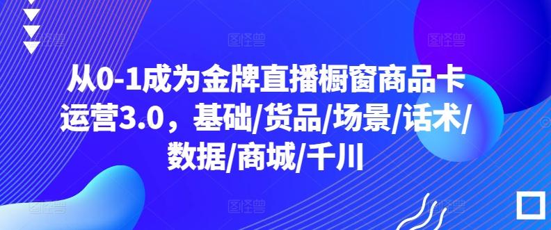 从0-1成为金牌直播橱窗商品卡运营3.0，基础/货品/场景/话术/数据/商城/千川-泡泡网赚