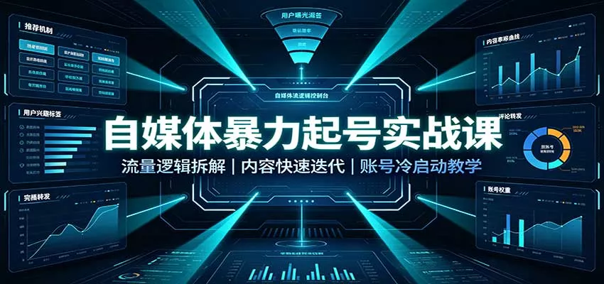 自媒体暴力起号实战课：流量逻辑拆解，内容快速迭代，账号冷启动教学-泡泡网赚