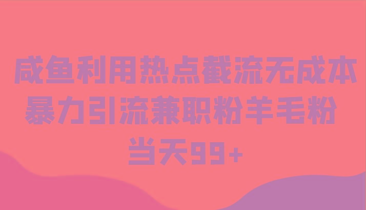 咸鱼利用热点截流无成本暴力引流兼职粉羊毛粉 当天99+-泡泡网赚