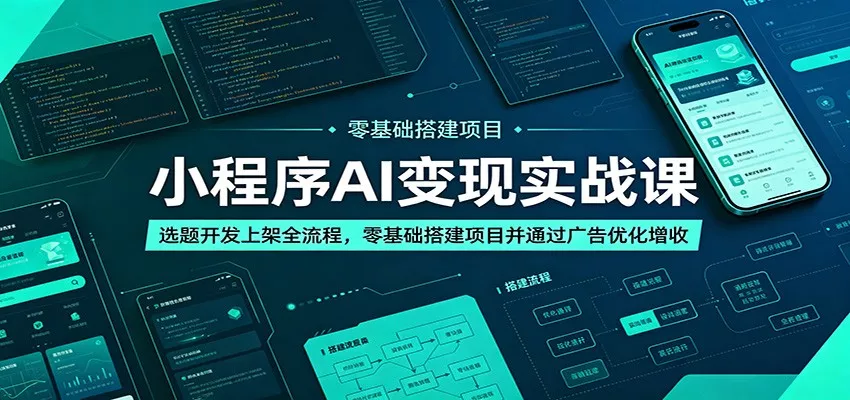 小程序AI变现实战课：选题开发上架全流程，零基础搭建项目并通过广告优化增收-泡泡网赚