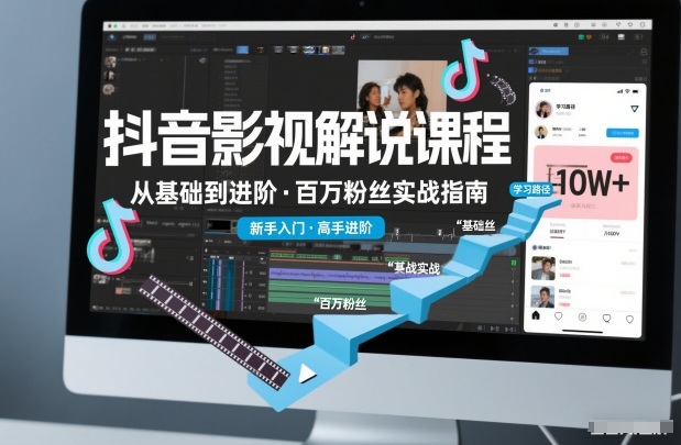 抖音百万粉丝影视解说课程，基础到进阶课，适合新手和进阶学习-泡泡网赚