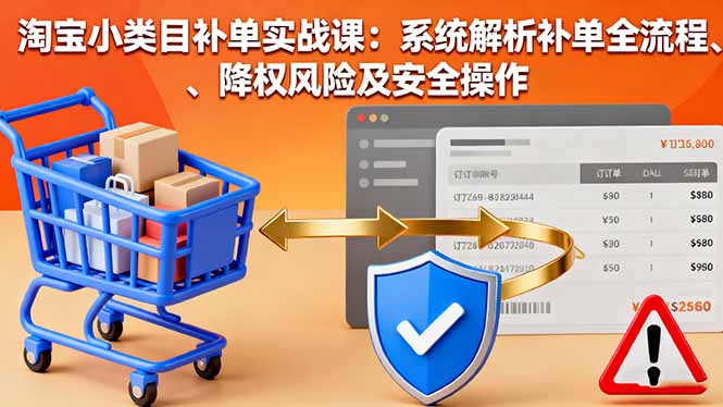 淘宝小类目补单实战课：系统解析补单全流程、降权风险及安全操作-泡泡网赚