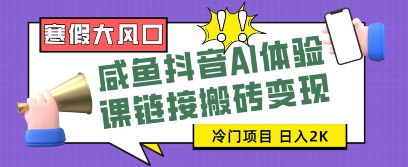 寒假大风口咸鱼抖音AI体验课链接搬砖变现，全网首发冷门项目，小白可日入2K+【揭秘】-泡泡网赚