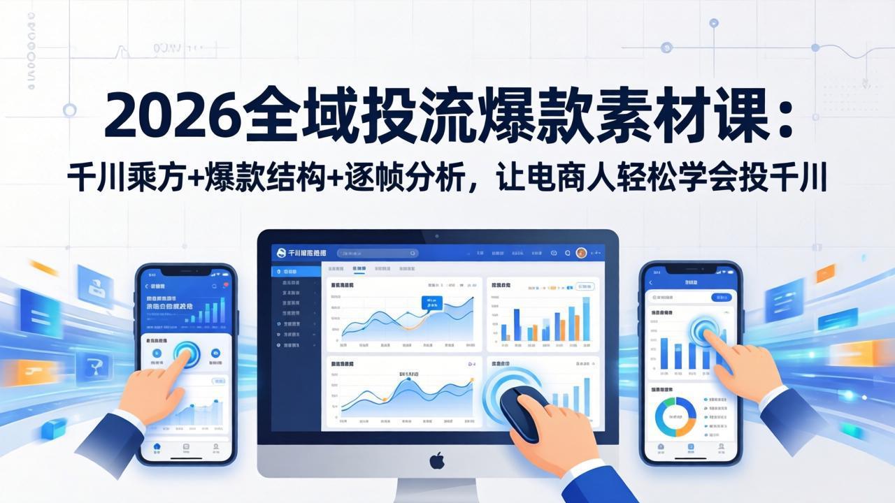 2026全域投流爆款素材课：千川乘方+爆款结构+逐帧分析，让电商人轻松学会投千川-泡泡网赚