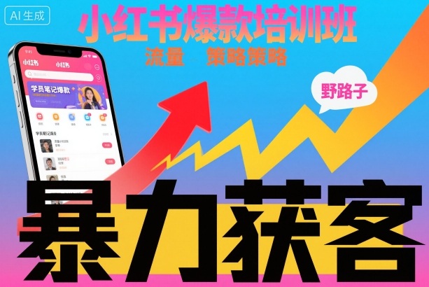 小红书爆款培训班，小红书获客野路子流量打法，暴力持续获客-泡泡网赚