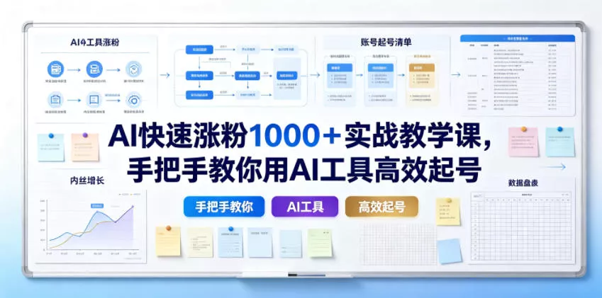AI快速涨粉1000＋实战教学课，手把手教你用AI工具高效起号-泡泡网赚
