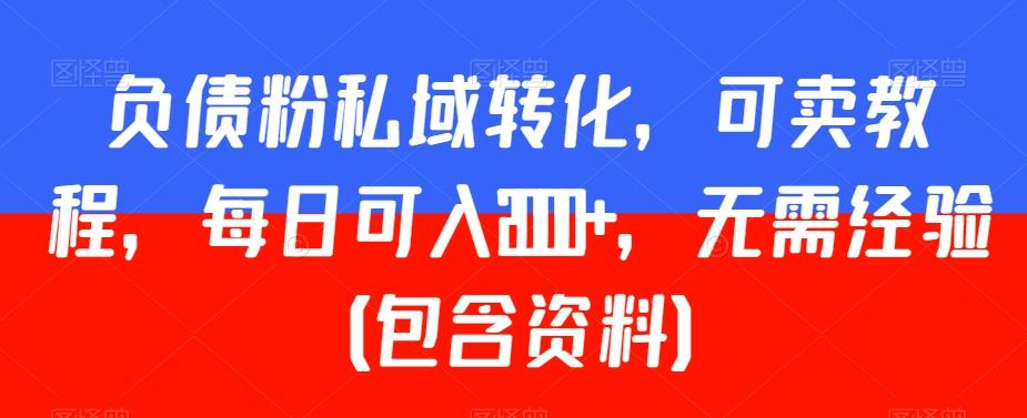 负债粉私域转化，可卖教程，每日可入2000+，无需经验（包含资料）【揭秘】-泡泡网赚