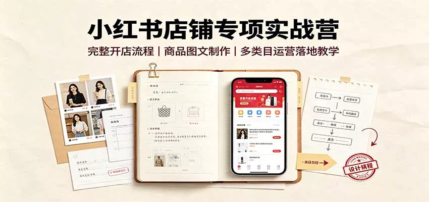 小红书店铺专项实战营：完整开店流程，商品图文制作，多类目运营落地教学-泡泡网赚