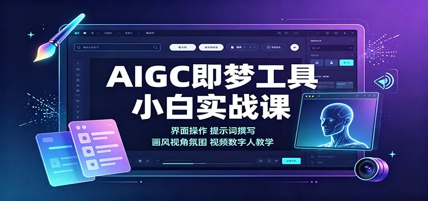 AIGC即梦工具小白实战课：界面操作，提示词撰写，画风视角氛围视频数字人教学-泡泡网赚