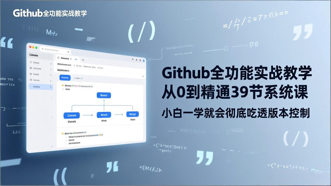 GitHub-全功能实战教学，从0到精通39节系统课，小白一学就会彻底吃透版本控制-泡泡网赚