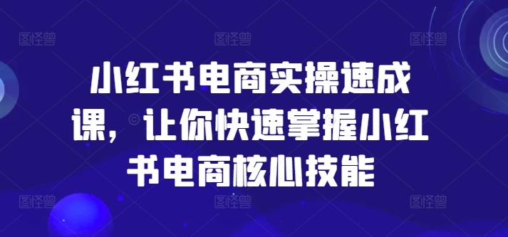 小红书电商实操速成课，让你快速掌握小红书电商核心技能-泡泡网赚