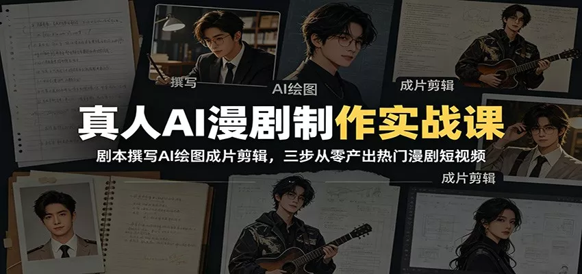 真人AI漫剧制作实战课：剧本撰写AI绘图成片剪辑，三步从零产出热门漫剧短视频-泡泡网赚
