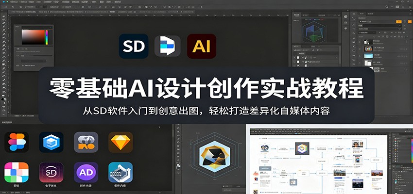零基础AI设计创作实战教程：从SD软件入门到创意出图，轻松打造差异化自媒体内容-泡泡网赚