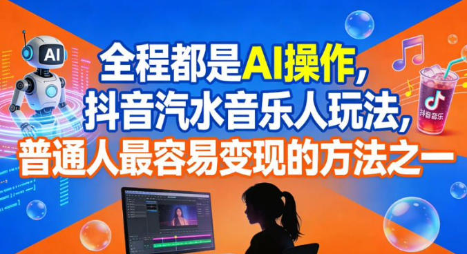 全程都是AI操作，抖音汽水音乐人玩法，普通人最容易变现的方法之一-泡泡网赚