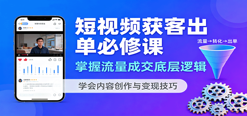 短视频获客出单必修课：掌握流量成交底层逻辑，学会内容创作与变现技巧-泡泡网赚