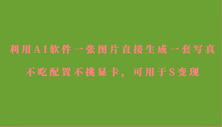 利用AI软件只需一张图片直接生成一套写真，不吃配置不挑显卡，可用于S变现-泡泡网赚