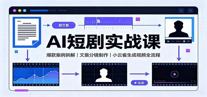 AI短剧实战课：爆款案例拆解，文案分镜制作，小云雀生成视频全流程-泡泡网赚