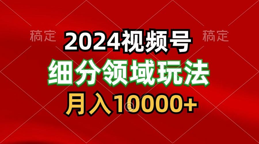 2024视频号分成计划细分领域玩法，每天5分钟，月入1W+-泡泡网赚