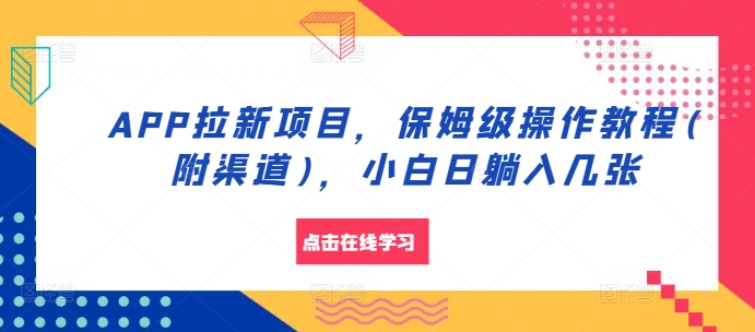 APP拉新项目，保姆级操作教程(附渠道)，小白日躺入几张【揭秘】-泡泡网赚