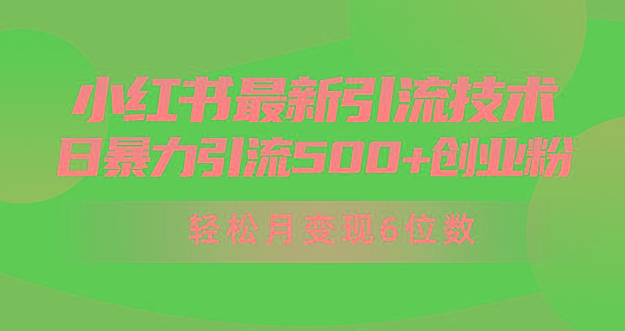 (9871期)日引500+月变现六位数24年最新小红书暴力引流兼职粉教程-泡泡网赚
