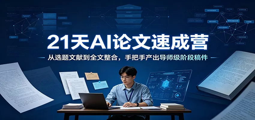 21天AI论文速成营：从选题文献到全文整合，手把手产出导师级阶段稿件-泡泡网赚