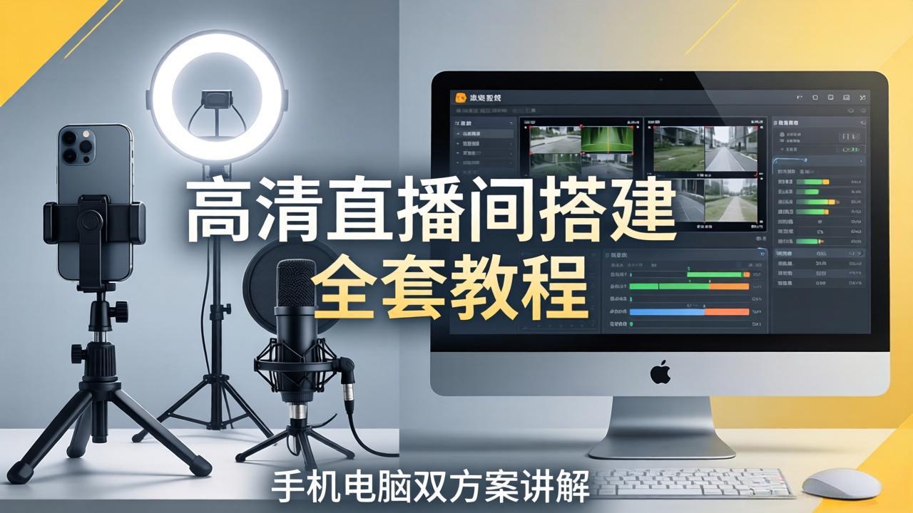 高清直播间搭建全套教程，手机电脑双方案讲解，设备选型调试多机位实操教学-泡泡网赚
