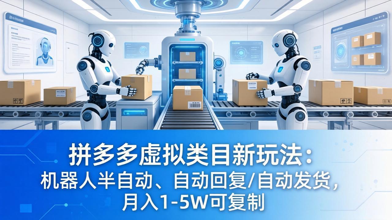 拼多多虚拟类目新玩法：机器人半自动、自动回复 /自动发货，月入 1-5W 可复制-泡泡网赚