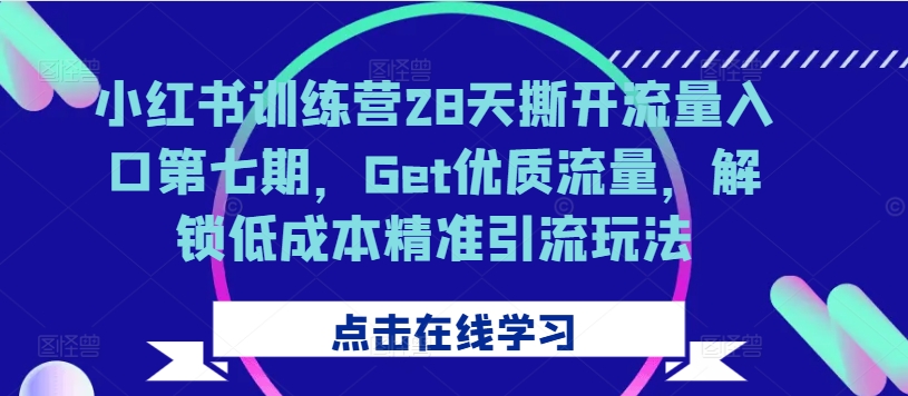 小红书训练营28天撕开流量入口第七期，Get优质流量，解锁低成本精准引流玩法-泡泡网赚