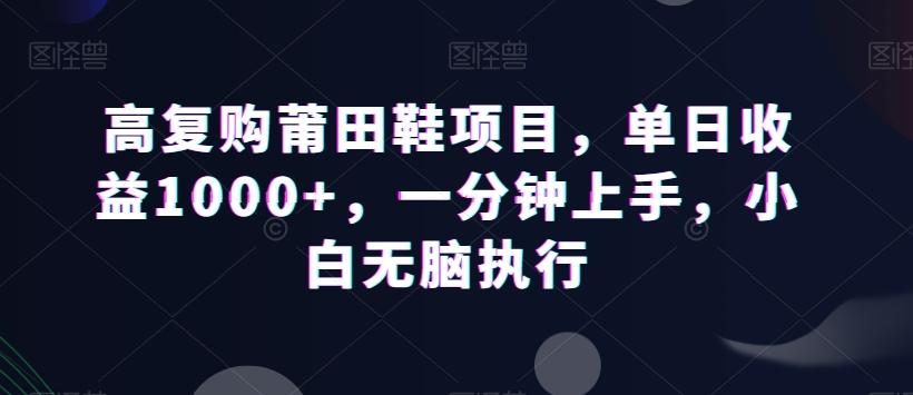 高复购莆田鞋项目，单日收益1000+，一分钟上手，小白无脑执行-泡泡网赚