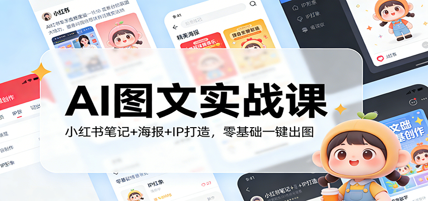 AI图文实战课：小红书笔记+海报+IP打造，零基础一键出图-泡泡网赚